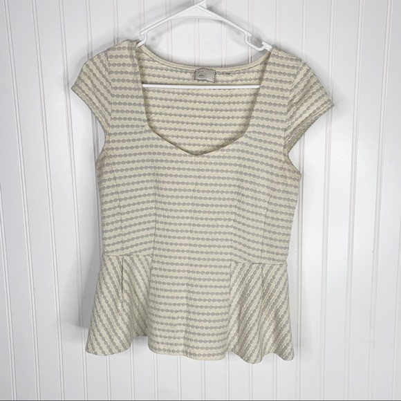 Anthropologie Postmark Striped Peplum Top Size Medium - Picture 1 of 5